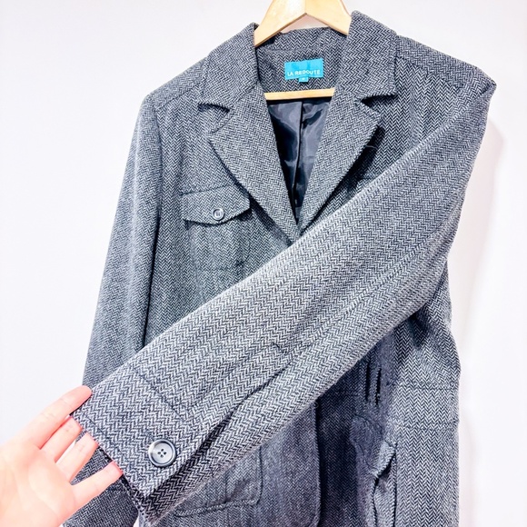 LA REDOUTE Structured Grey Wool Jacket with Utility Pockets | Size 16* - Picture 7 of 8